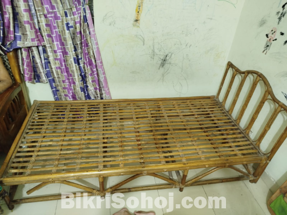 বেতের সিঙ্গেল খাট(ম্যাট্রেসসহ)